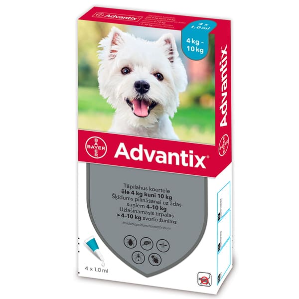 Advantix pretblusu pilieni suņiem 4–10 kg 100/500 mg N4